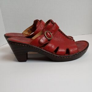 Born open toe clogs Red Leather Mules heels Women 9 Boho Comfort Boho Peasant